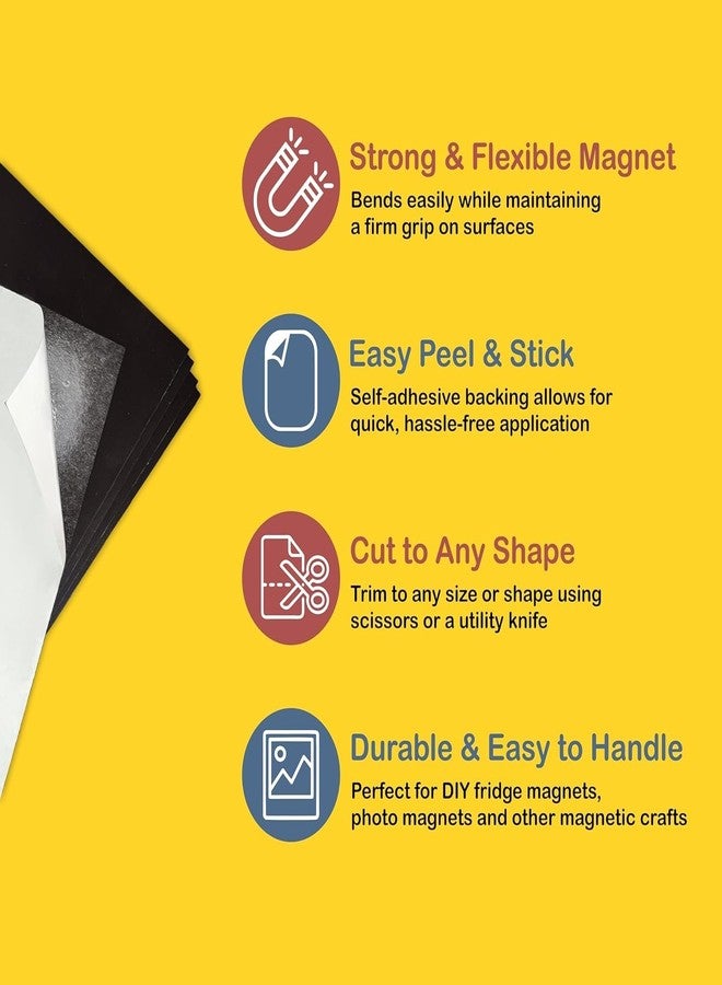 BerryBox Pack of 4 Magnetic Sheets with Adhesive, Magnetic Sheet for Fridge Magnets, 0.7mm Adhesive Magnet Sheet for Crafts, Peel & Stick Magnet Sheet for Fridge, 6 inches x 8 inches (4 Sheets) - Image 5